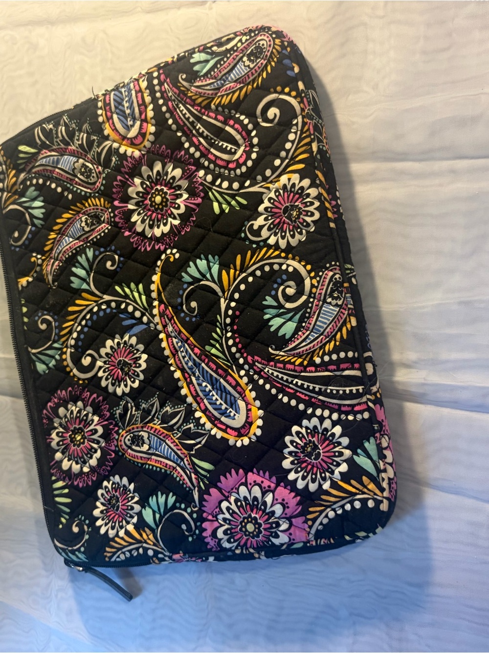 Vera Bradley Black Quilted Paisley & Floral Zippered Organizer